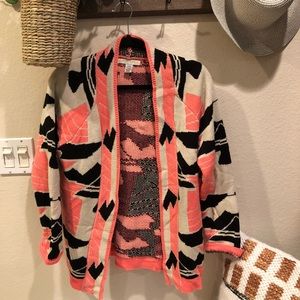 Black pink and cream cardigan